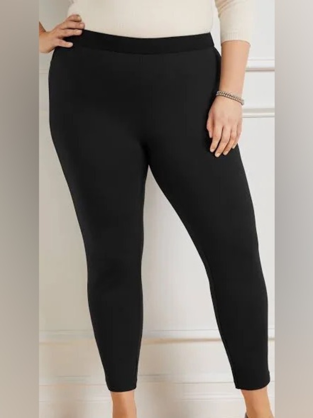 NWT Talbots Pull On Soho Legging Ponte Pants Ankle Zip‎ In Black Size 22W Petite